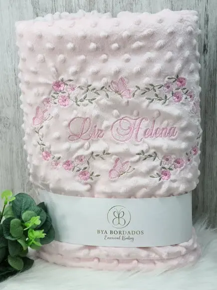Cobertor Bebê Personalizado Flores e Borboletas