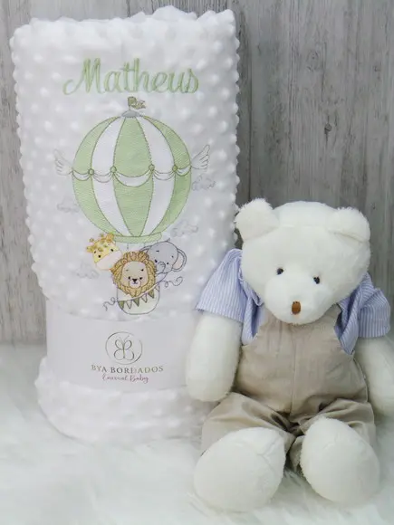 Cobertor Sherpa Baby Personalizado Safari