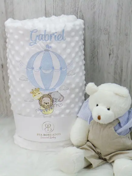 Cobertor Sherpa Baby Personalizado Safari Balão