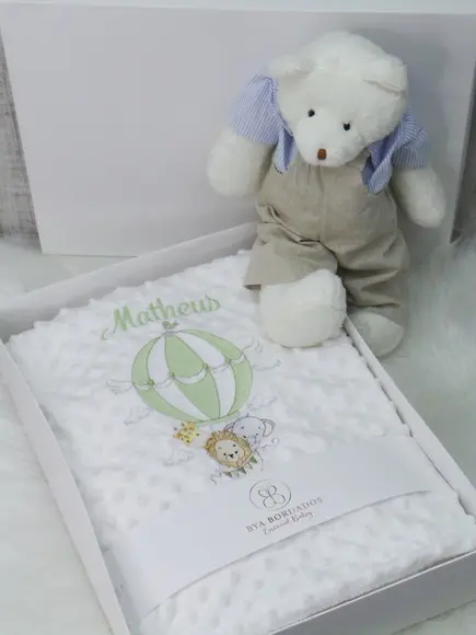 Cobertor Sherpa Baby Personalizado Safari
