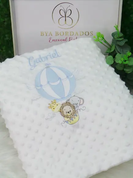 Cobertor Sherpa Baby Personalizado Safari Balão