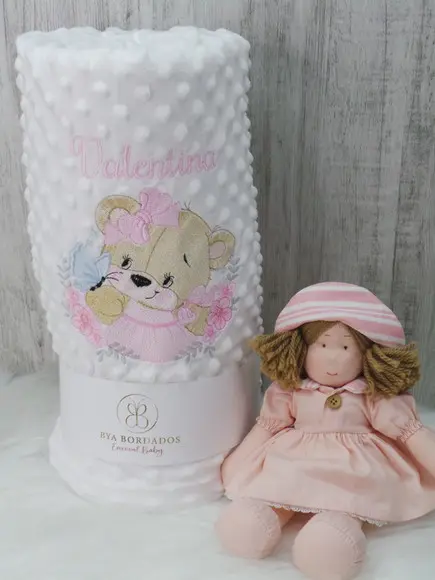 Cobertor Sherpa Bebê Personalizado Ursinha