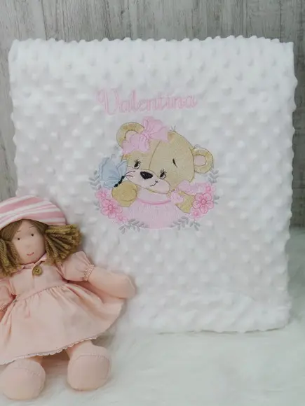 Cobertor Sherpa Bebê Personalizado Ursinha