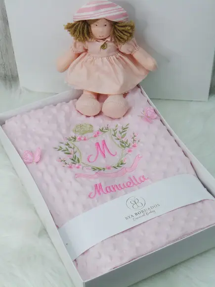 Cobertor Sherpa Personalizado Brasão Floral