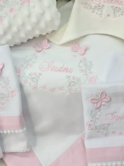 Enxoval Bebê Menina Flores e Borboleta 3d