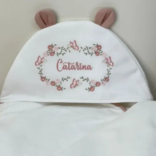 Enxoval Bebê Personalizado Bordado Flores e Borboletas