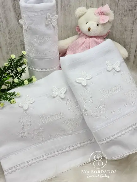 Enxoval Bebê Personalizado Flores e Borboletas