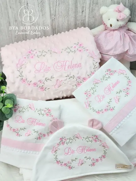 Enxoval Bebê Personalizado Flores e Borboletas