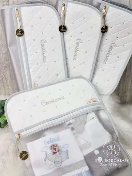 Kit 04 Saquinho Organizador Mala Maternidade Poá