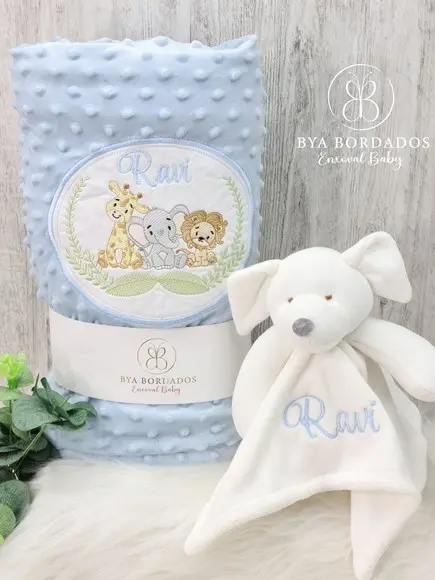 Kit Cobertor Bebê e Naninha Personalizados