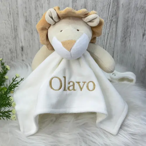 Kit Cobertor Bebê e Naninha Personalizados Leão