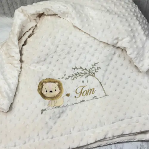Kit Cobertor Bebê e Naninha Personalizados Leão