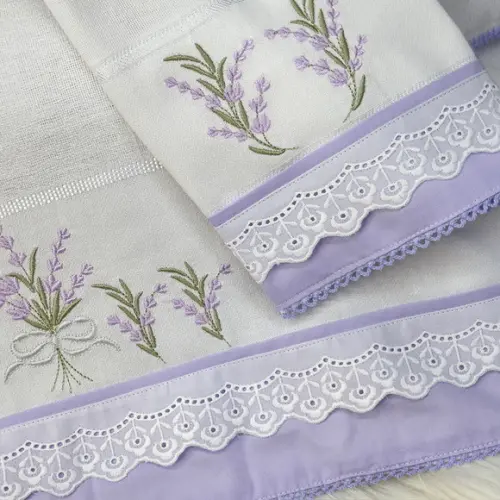 Kit de Fraldas Bebê Bordado Lavanda