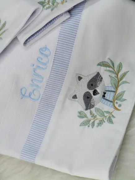 Kit de Fraldas Bordado Bosque Personalizada