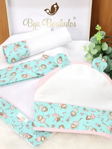 Kit Enxoval Bebê Bailarinas Incluso Nome do Bebê