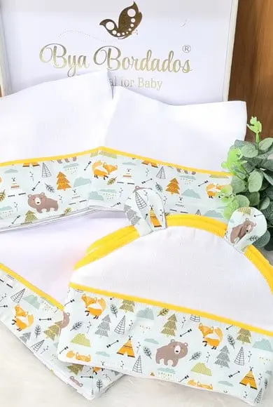 Kit Enxoval Bebê Bichinhos da Floresta Incluso Nome do Bebê