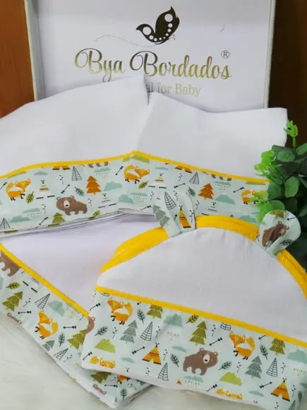 Kit Enxoval Bebê Bichinhos da Floresta Incluso Nome do Bebê
