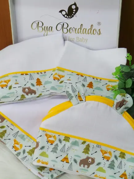 Kit Enxoval Bebê Bichinhos da Floresta Incluso Nome do Bebê