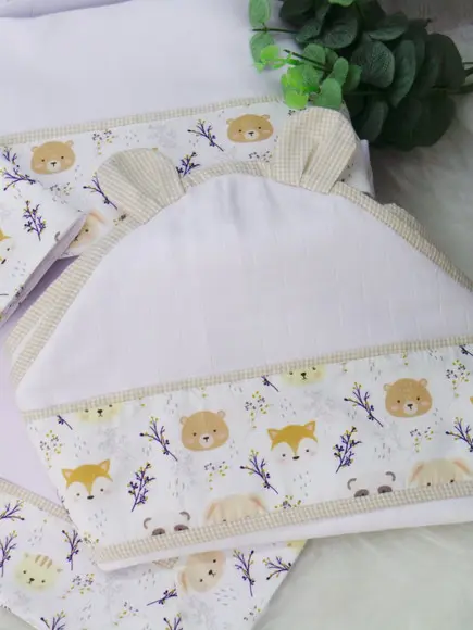 Kit Enxoval Bebê Bichinhos da Floresta Incluso Nome do Bebê