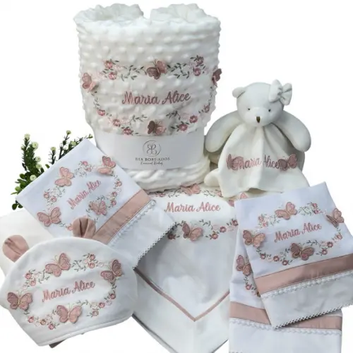 Kit Enxoval Bebê Bordado Borboletas