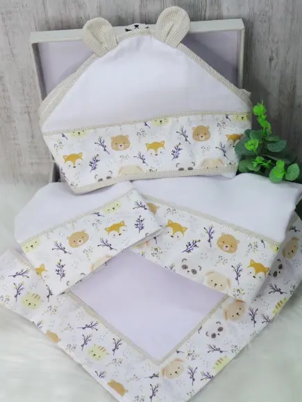 Kit Enxoval Bebê Bichinhos da Floresta Incluso Nome do Bebê
