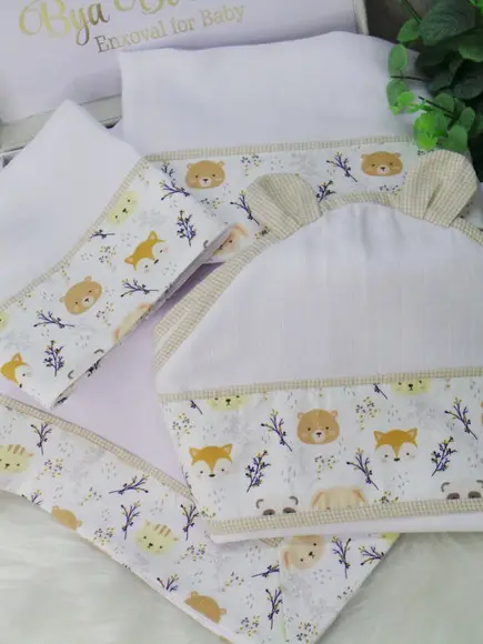Kit Enxoval Bebê Bichinhos da Floresta Incluso Nome do Bebê