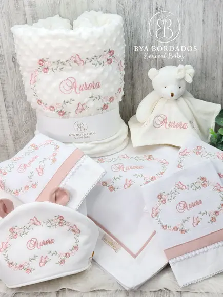Kit Enxoval Bebê Bordado Borboletas
