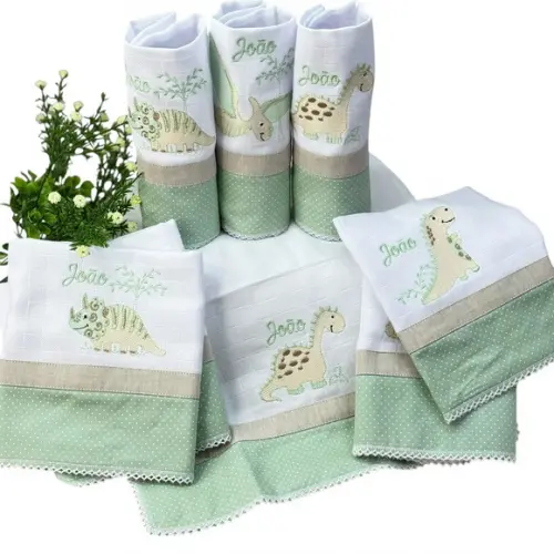 Kit Enxoval Bebê Bordado Dinossauros