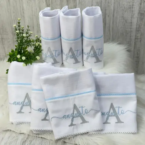 Kit Enxoval Bebe Bordado Nome Sobreposto