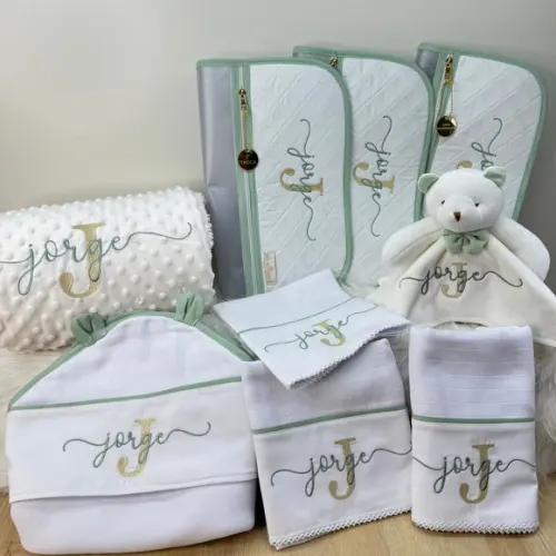 Kit Enxoval Bebe Bordado Nome Sobreposto