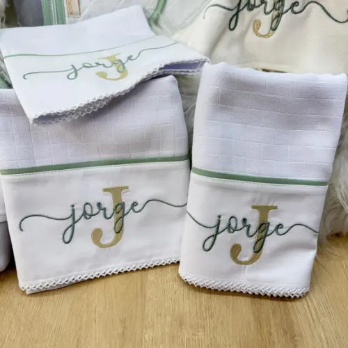 Kit Enxoval Bebe Bordado Nome Sobreposto
