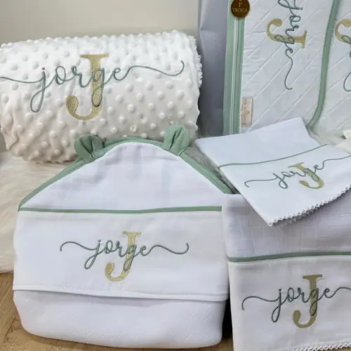 Kit Enxoval Bebe Bordado Nome Sobreposto