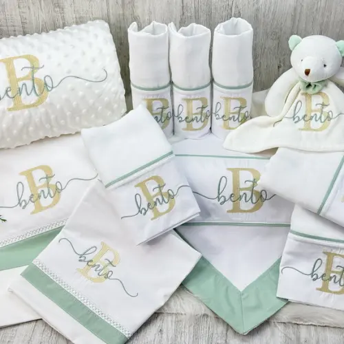 Kit Enxoval Bebe Bordado Nome Sobreposto
