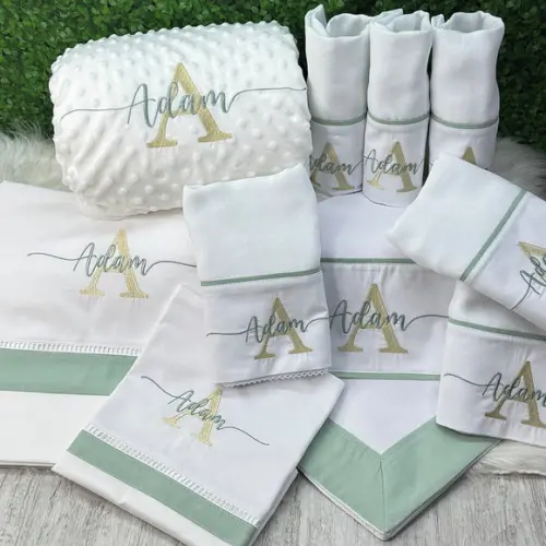 Kit Enxoval Bebe Bordado Nome Sobreposto