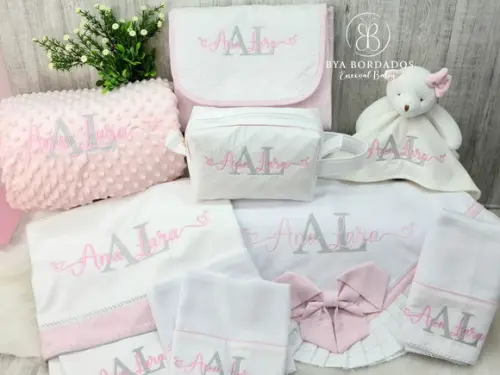 Kit Enxoval Bebe Bordado Nome Sobreposto