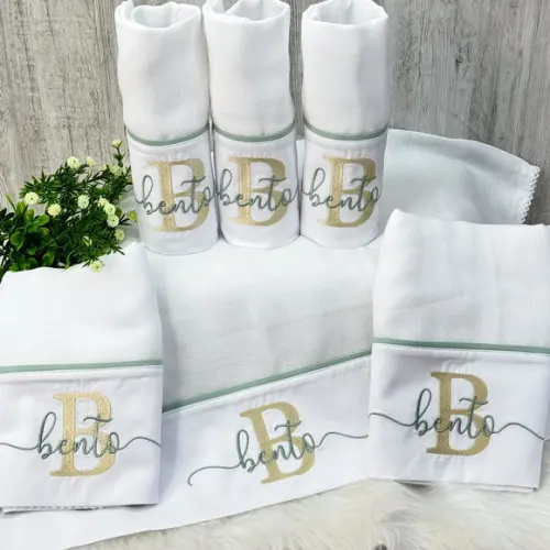 Kit Enxoval Bebe Bordado Nome Sobreposto