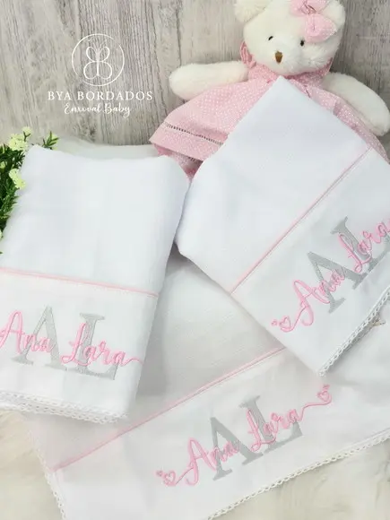 Kit Enxoval Bebe Bordado Nome Sobreposto