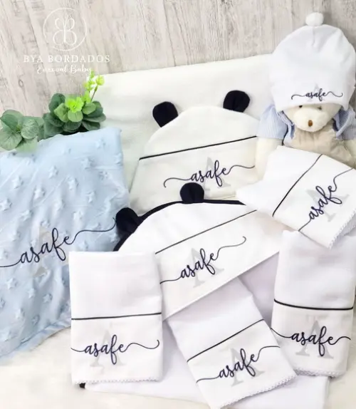 Kit Enxoval Bebe Bordado Nome Sobreposto