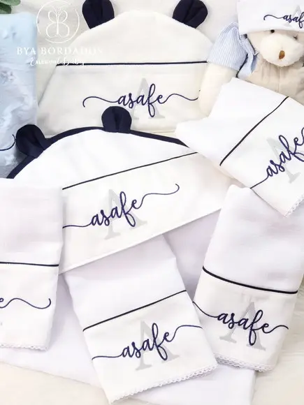 Kit Enxoval Bebe Bordado Nome Sobreposto