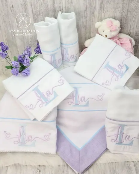 Kit Enxoval Bebe Bordado Nome Sobreposto
