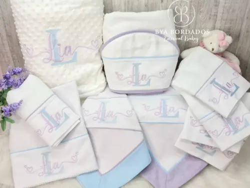 Kit Enxoval Bebe Bordado Nome Sobreposto