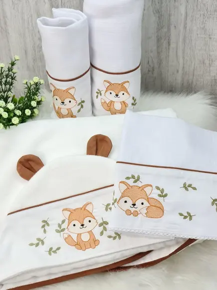 Kit Enxoval Bebê Bordado Raposinha