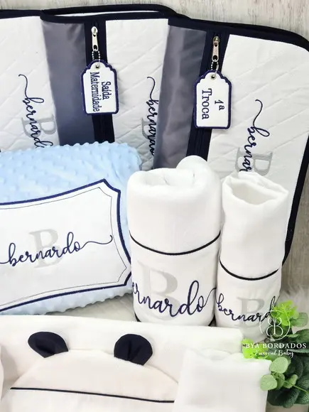 Kit Enxoval Bebe Bordado Nome Sobreposto