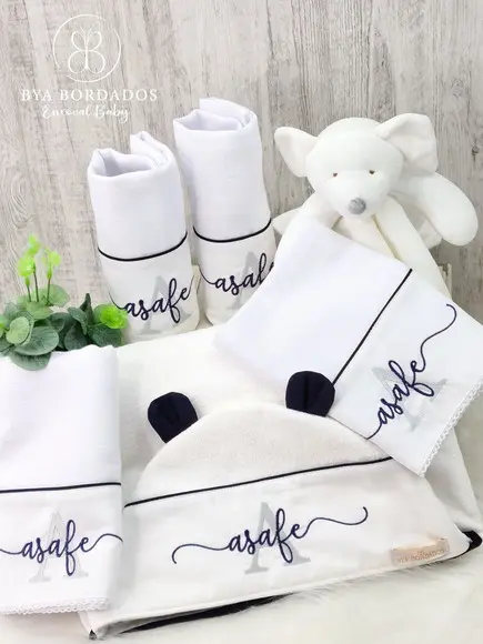 Kit Enxoval Bebe Bordado Nome Sobreposto