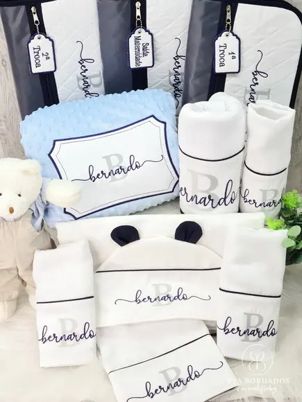 Kit Enxoval Bebe Bordado Nome Sobreposto