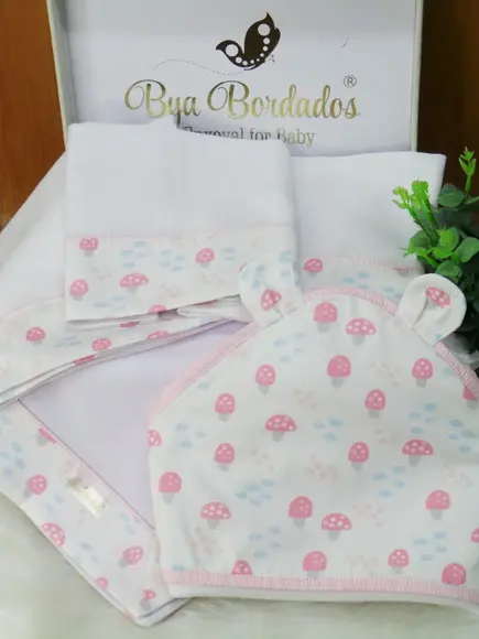 Kit Enxoval Bebê Cogumelos Incluso Nome do Bebê