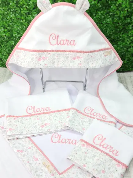 Kit Enxoval Bebê Flores e Passarinhos Personalizado