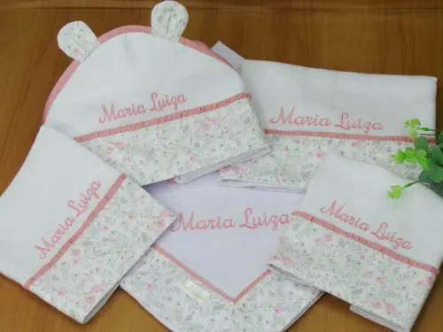Kit Enxoval Bebê Flores e Passarinhos Personalizado