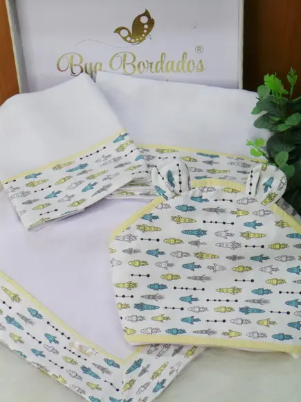 Kit Enxoval Bebê Foguete Incluso Nome do Bebê