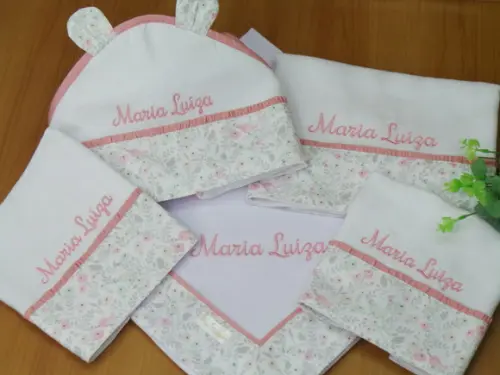 Kit Enxoval Bebê Flores e Passarinhos Personalizado